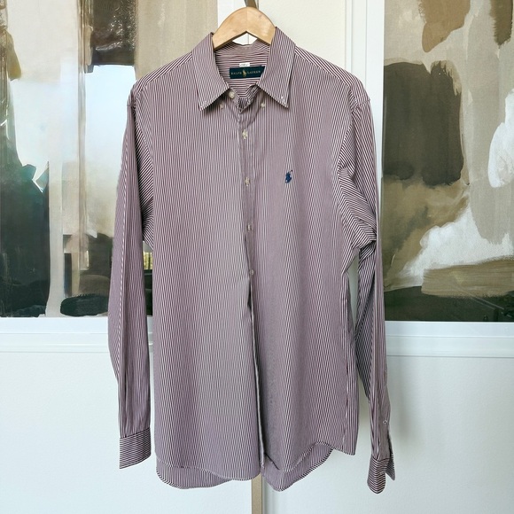 Ralph Lauren Men's XL Red Striped Button-Up Long-Sleeve Shirt Multicolor Casual - Picture 3 of 11